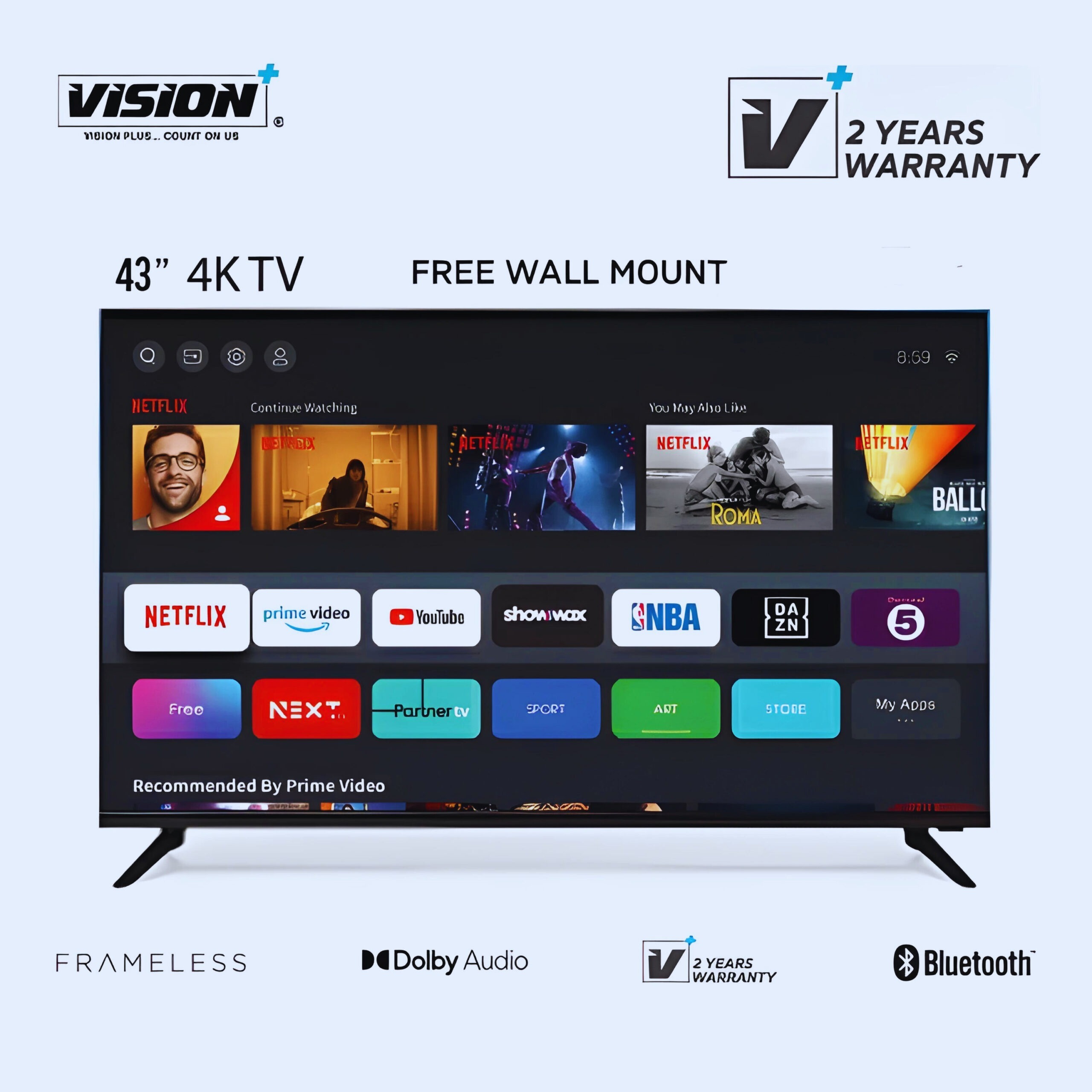 Vision Plus VP8843SF - 43” Full HD Frameless Smart TV with Android