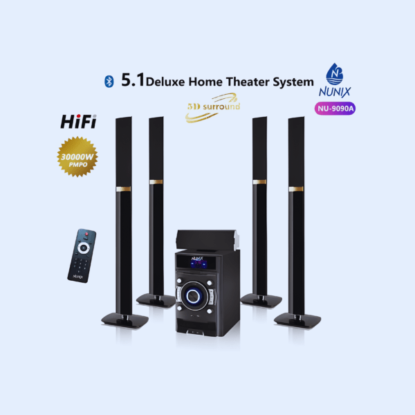 Nunix NU-9090A - 5.1 Channel Woofer/Mini Home Theater Speaker System (Black)