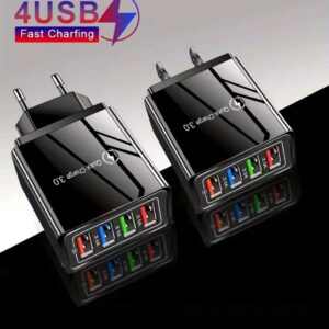 EU Plug 4-Port USB 3A Quick Charge 3.0 Wall Charger - Fast & Universal Adapter