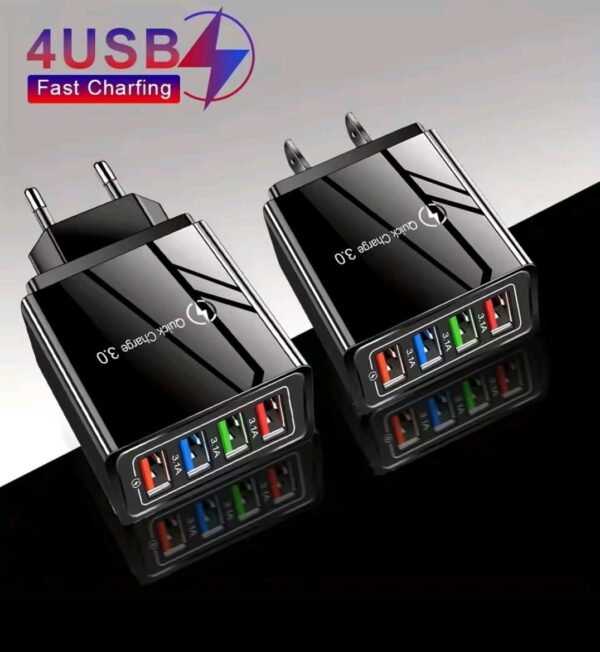 EU Plug 4-Port USB 3A Quick Charge 3.0 Wall Charger - Fast & Universal Adapter