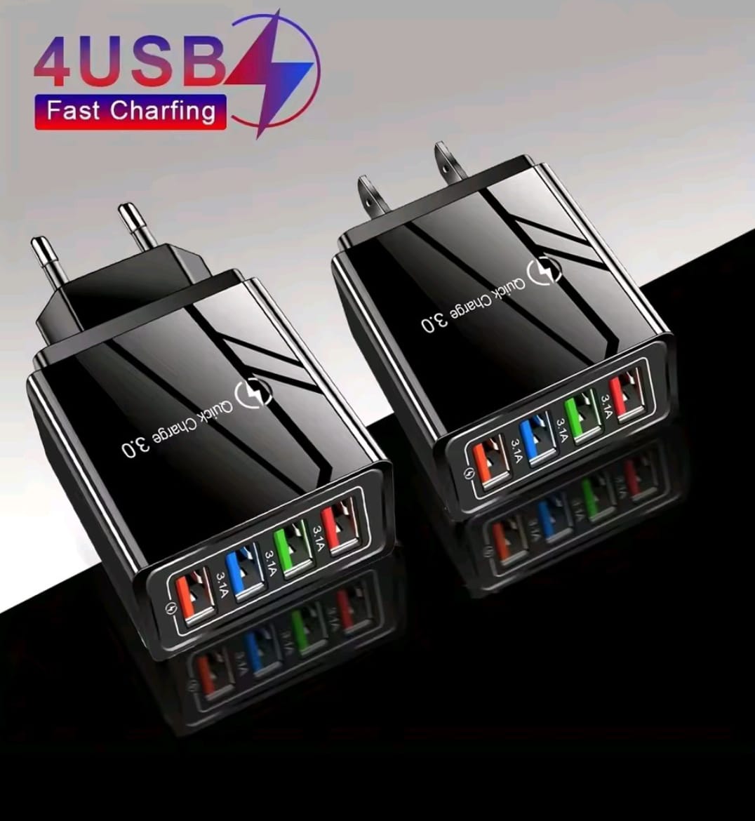 EU Plug 4-Port USB 3A Quick Charge 3.0 Wall Charger - Fast & Universal Adapter