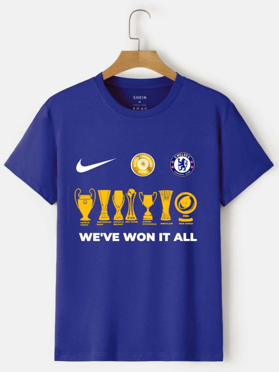 World Champions Blue Round Neck T-Shirt - Victory Style